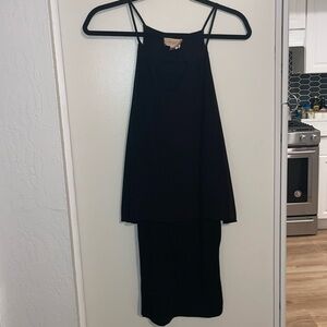 Lost April Black Dress Attached Tank over Dress with Gathered Sides | M